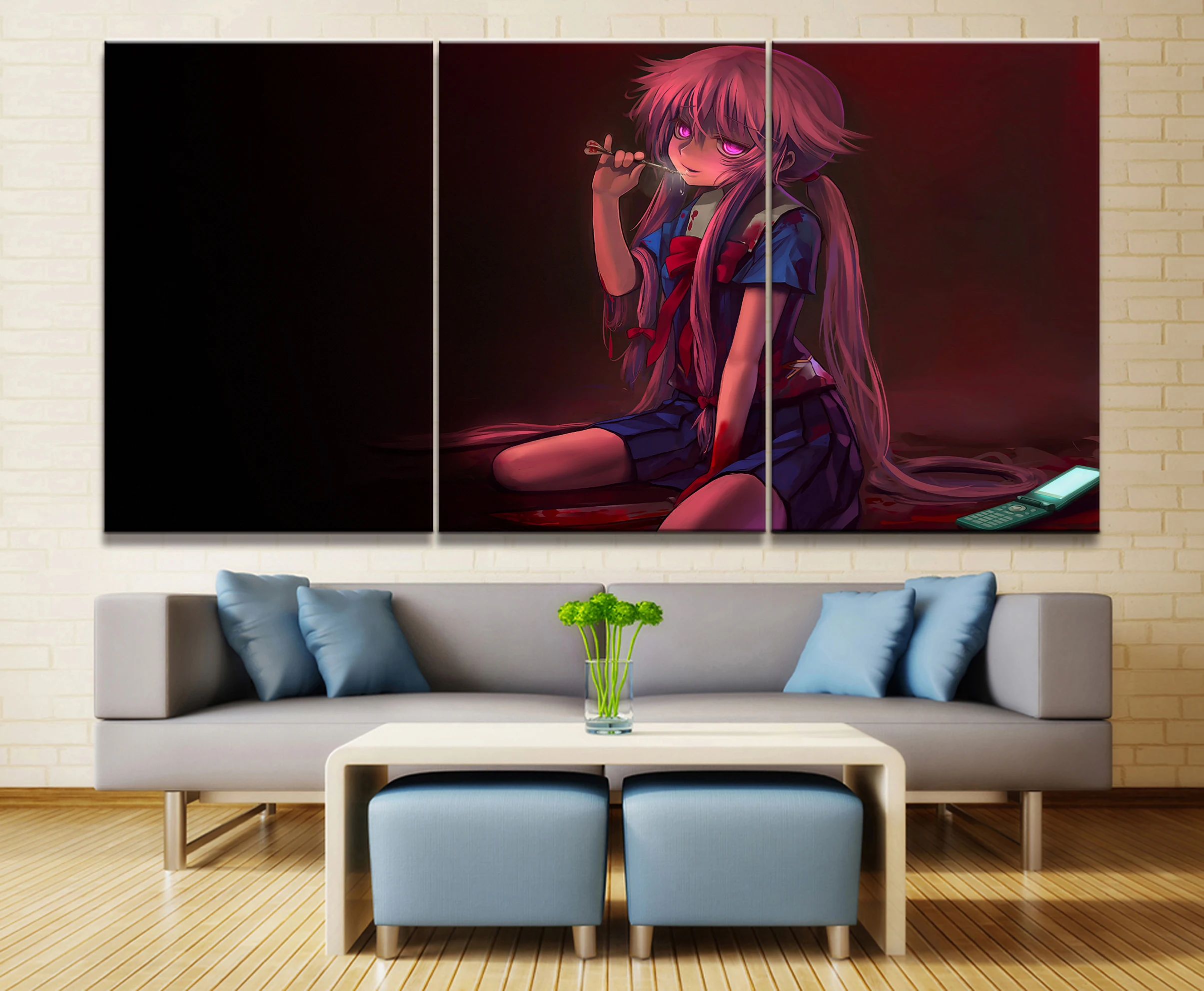 

Home Decor Modular Canvas Picture 3 Piece Mirai Nikki Gasai Yuno Animation Painting Poster Wall For Home Canvas Wholesale