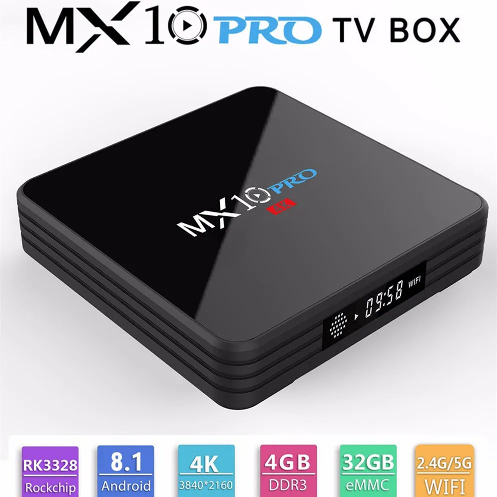 MX10 PRO Android 8 1 Smart ТВ коробка 4 Гб оперативной памяти 32 встроенной RK 3328 ядра 5 ГГц WI FI