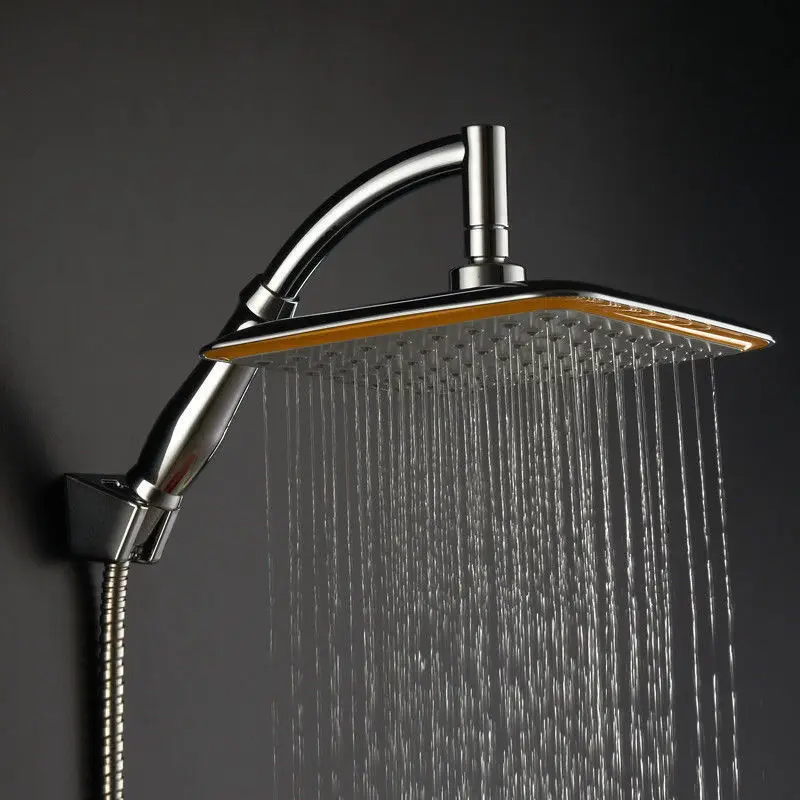 

1pc new silver Large Square ABS Rainfall Shower Head Extension Arm Set Waterfall Rain Chrome high quality suitable for home