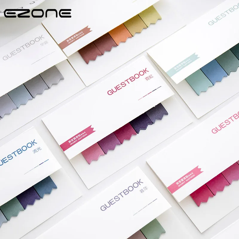

EZONE Gradient Color Sticky Note Colored Memo Pad Self-Adhesive Colorful Papers 100 Sheets Bookmark School Office Supply