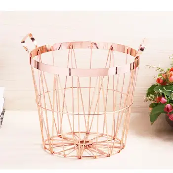 

Nordic Style Storage Basket Wrought Iron Laundry Basket Multifunction Kitchen Clear Up Organizer with Handle