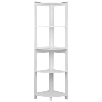 

5-Tier Corner Bookshelf Storage Cabinet Bookcase Rack Organizer CD Book Decor New