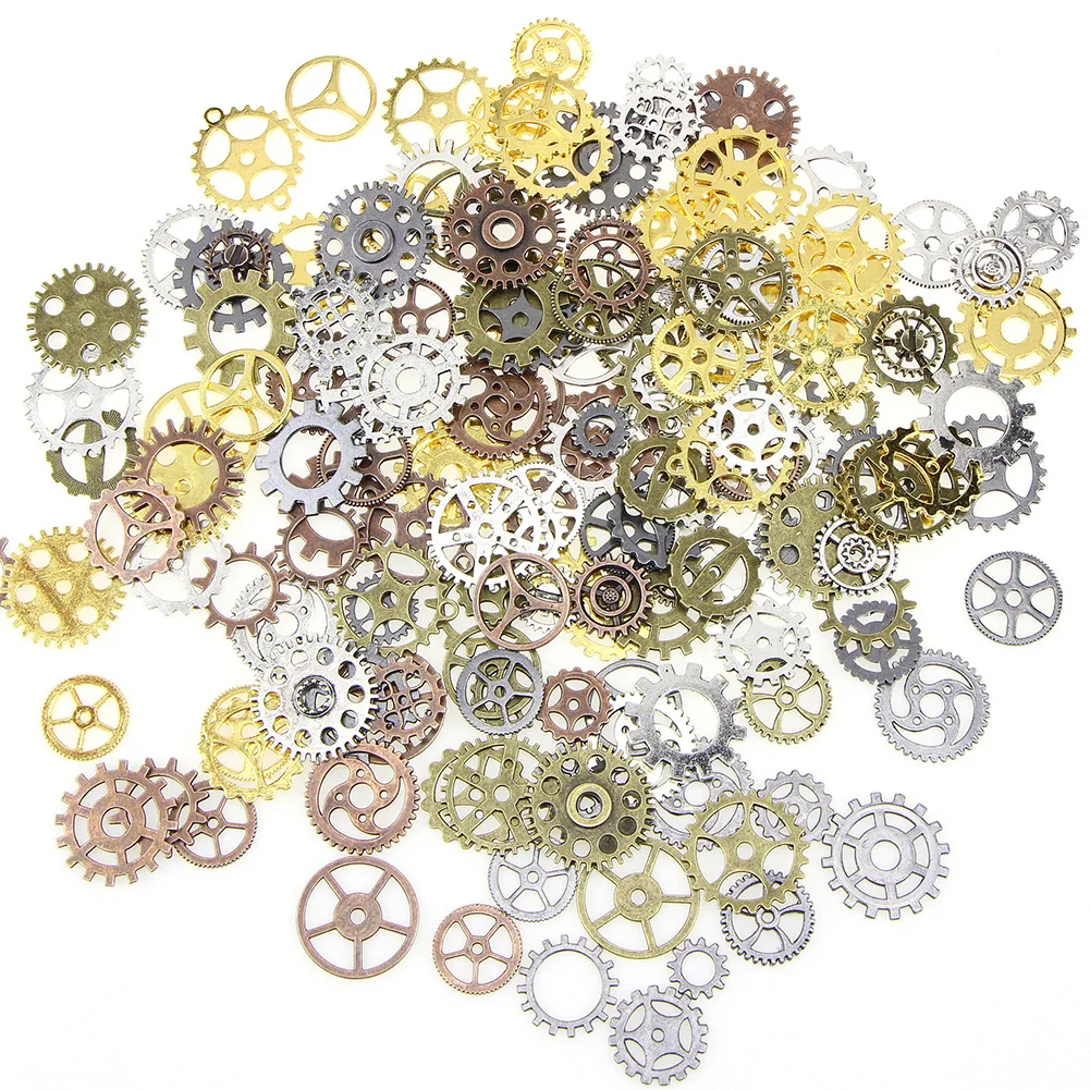 1 lote de piezas antiguas colgante Vintage reloj de pulsera artesanal Cogs Steampunk joyería engranaje mecánico mezcla aleación DIY pulsera Accesorios