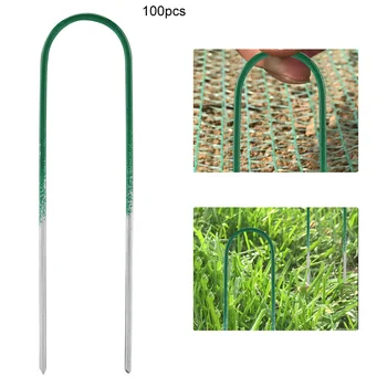 

Zerodis 100Pcs Artificial Grass Turf Steel U-shaped Pins Grass Stakes Pegs for Garden Fence Ground