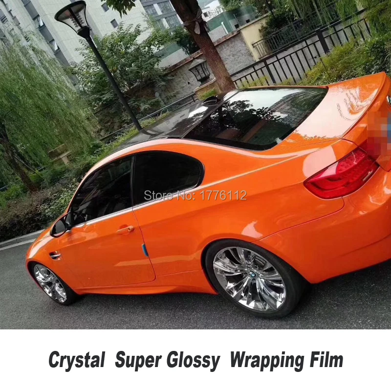 

High Quality ORANGE crystal Glossy Vinyl Wrap Sticker With Air Bubble Free Vehicle Wrapping FOR High-end car quality