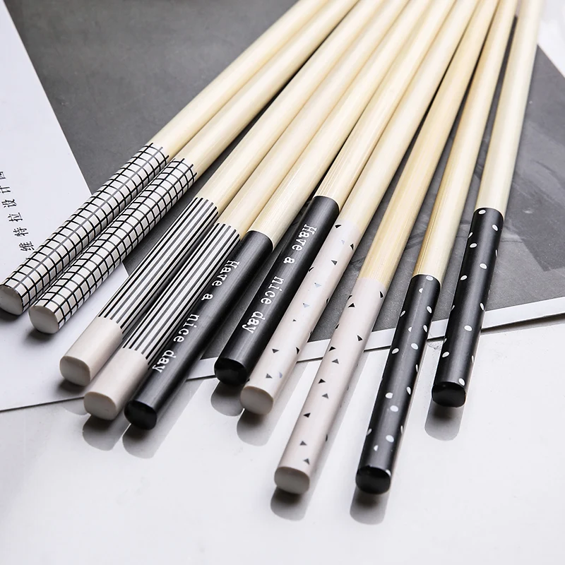 5 пар Nordic Геометрия палочки для еды Творческий письмо Японский Корейский суши Лапша рассольник натуральный палочки для еды из китайского бамбука