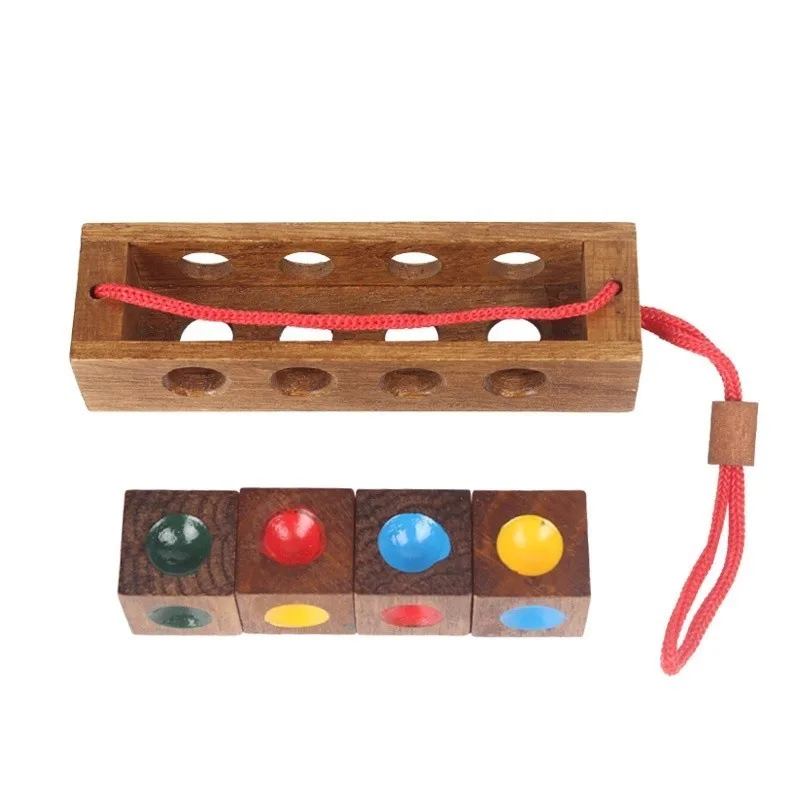 

Kids Wooden Toys Unlock Color Clever Puzzle Classical Funny Color Matching Lock Intellectual Educational Toy For Children Adult