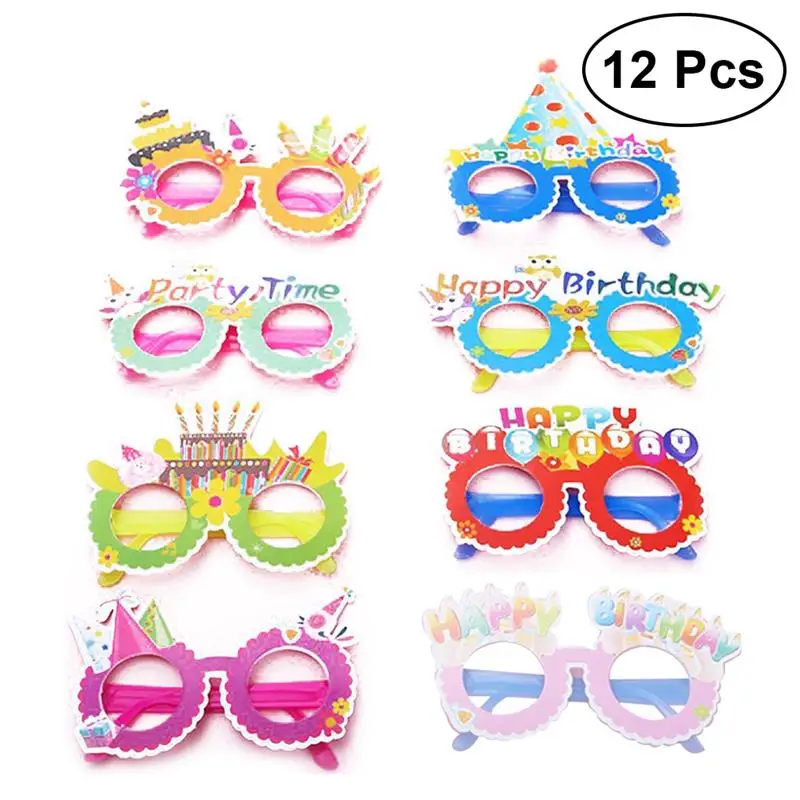

Happy Birthday Glasses Party Cute Novelty Decorative Paper Eyeglasses Frames Photo Prop Party Supplies for Kids Birthday