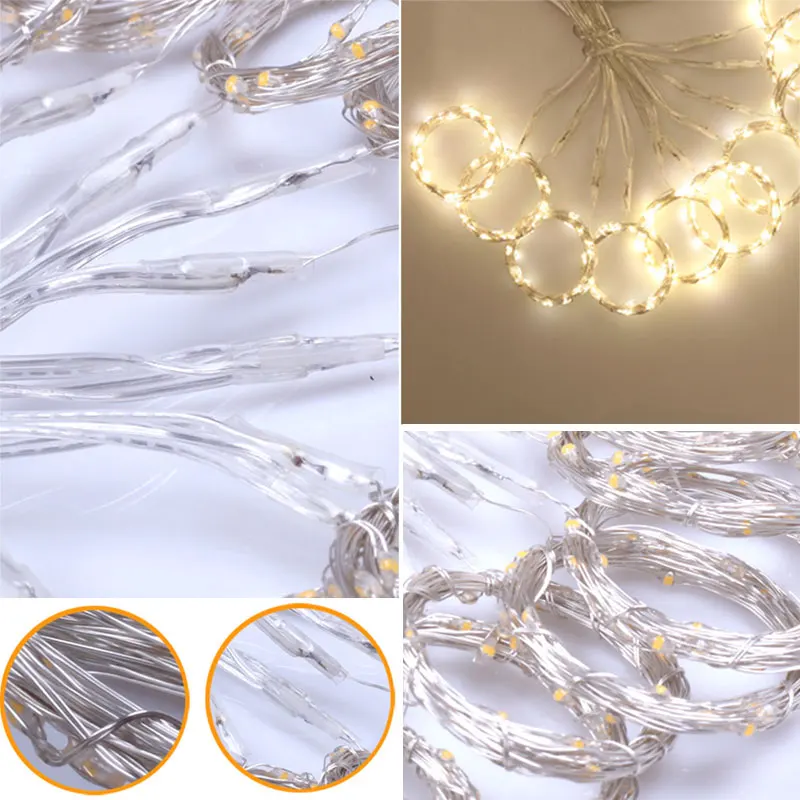 

LED Curtain Light USB Copper Wire 3x3M Waterproof Curtain Light with Remote Control Outdoor Garland for Christmas Party 1E