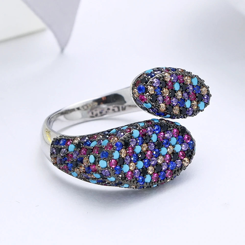 DreamCarnival 1989 Hot Recommend Oval Special Design Party Rings for Women Micro Zirconia Pave Silver Ring Wholesales SJ31032RB