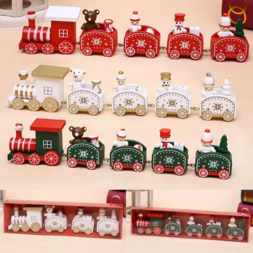 

Mini Christmas Wooden Train Tree Wood Ornament Xmas Toy Vehicles Decoration Gift