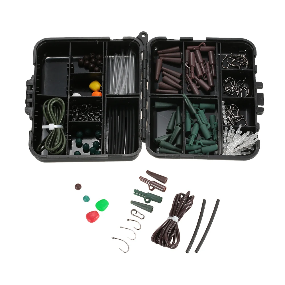 139/142/143PCS Carp Fishing Tackle Box Clips Hooks Swivels Baiting