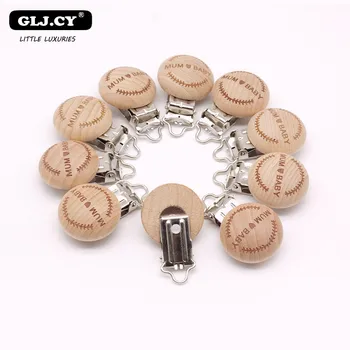 

Wooden Pacifier Clip Does 5PCs Not Contain Chemical Composition Two Letter Printing DIY Gift Baby Pacifier Chain Accessories