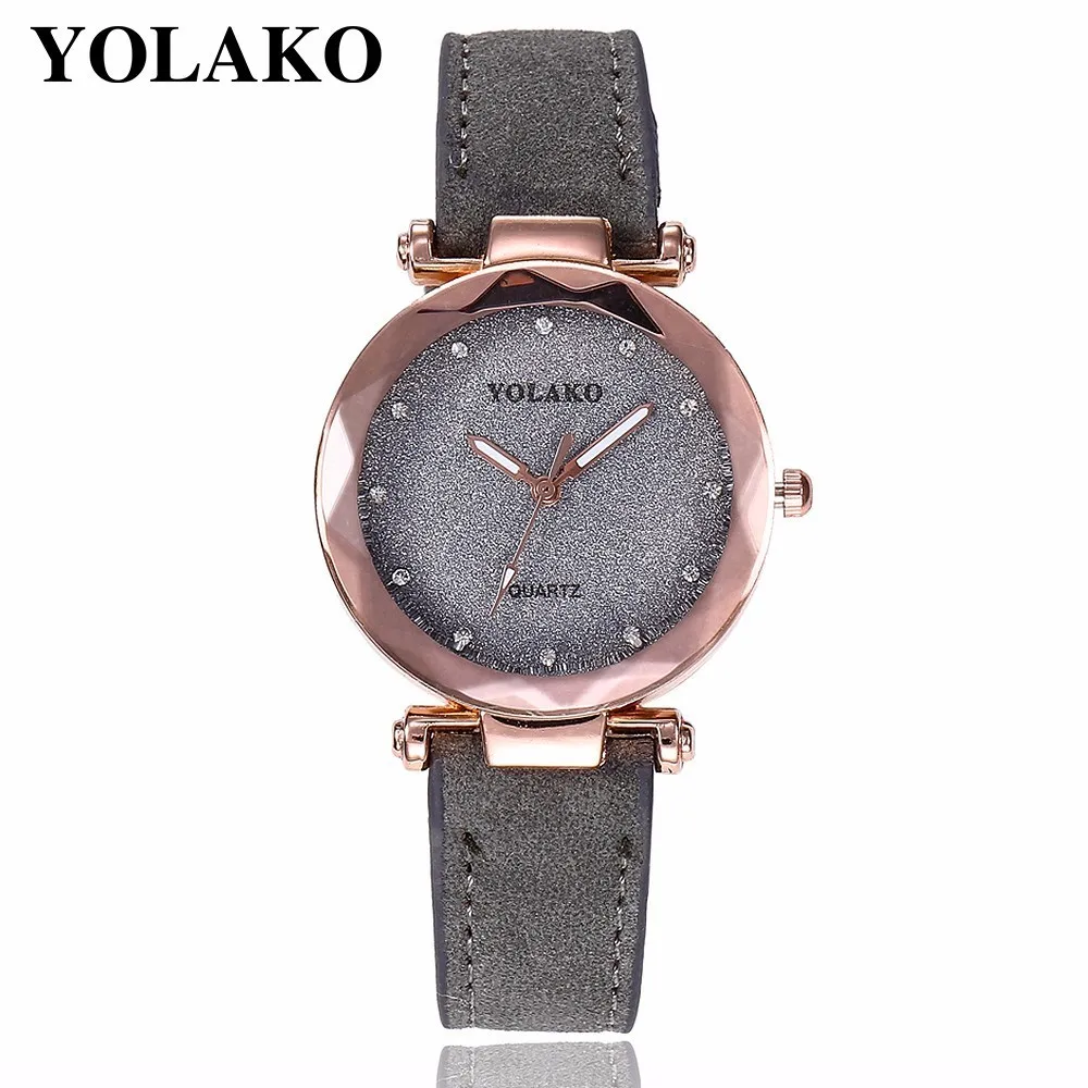 Дропшиппинг Женские Романтические звездное небо наручные часы кожа со стразами, дизайнерские женские часы бренд YOLAKO Relogio Feminino