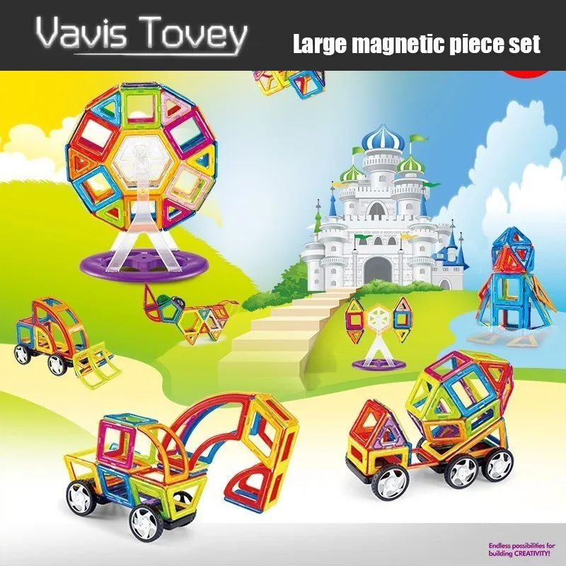 

Vavis Tovey 30-200pcs Magnetic Building Blocks Educational Tiles Kit Magnet 3D Designer Construction Toy Set For Kids Gfit