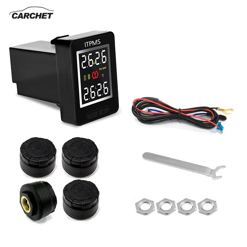 

CARCHET U912 TPMS Wireless Auto Car Tire Pressure Monitoring System with 4 External Sensors LCD Embedded Monitor For Toyota Only