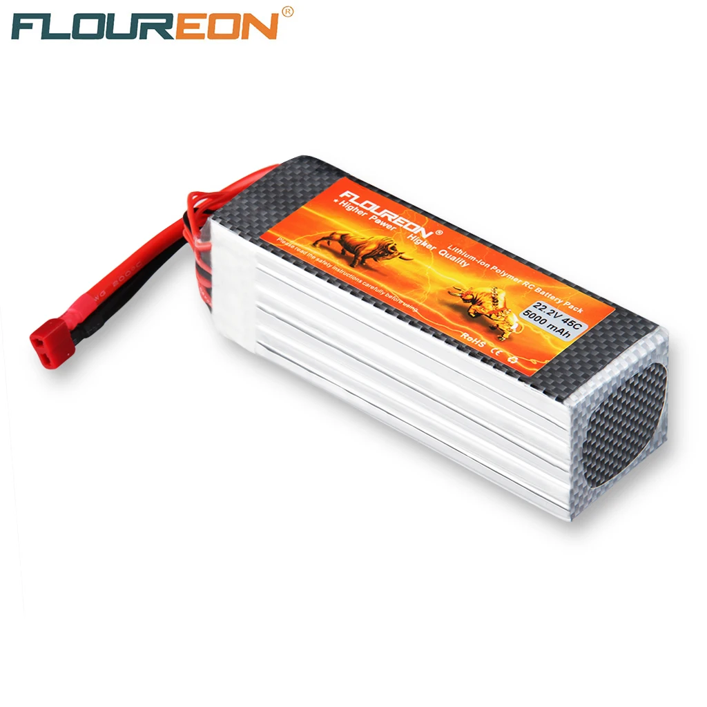 

Floureon 6S 22.2V 5000mAh 45C Deans Plug LiPo Battery Pack for RC Evader BX Car RC Truck RC Truggy RC Airplane UAV Drone FPV