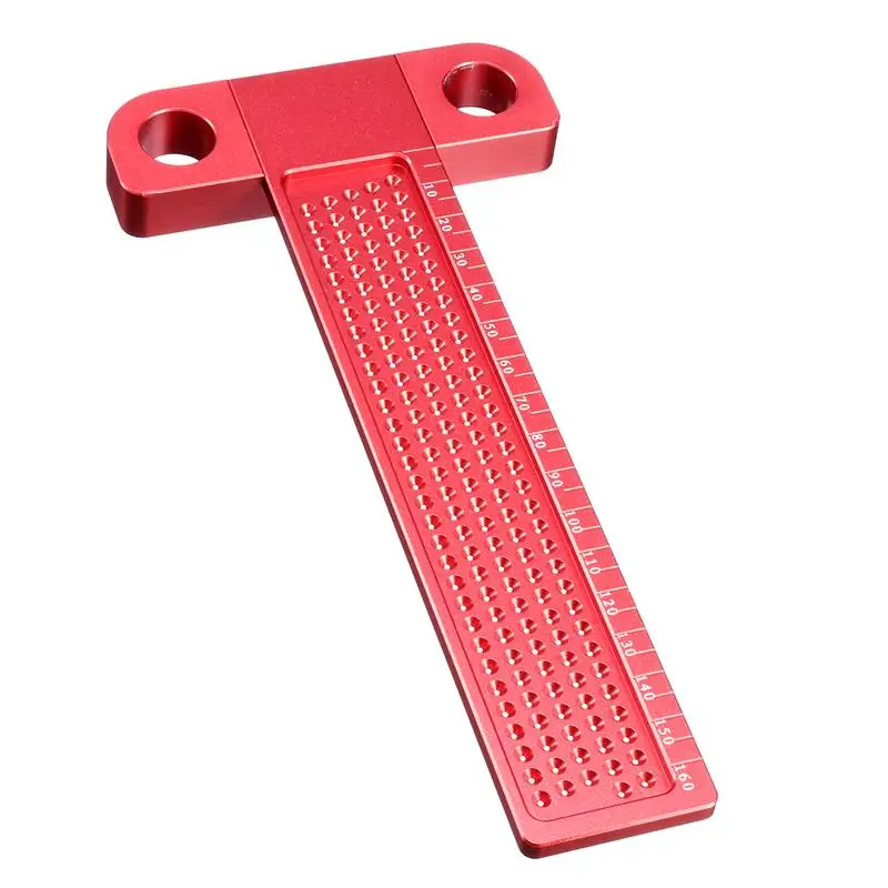 

Woodworking Scriber T-type Ruler Aluminium Alloy 160mm Hole Positioning Metric Marking Line Ruler Carpenter Woodworking Ruler