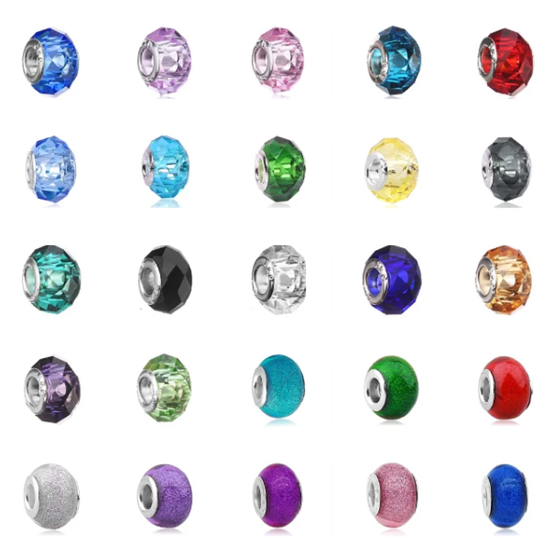 

Free Shipping 1pc Silver Murano Glass Resin Beads for Jewelry Making DIY Bead Fit For Pandora Charms Bracelets