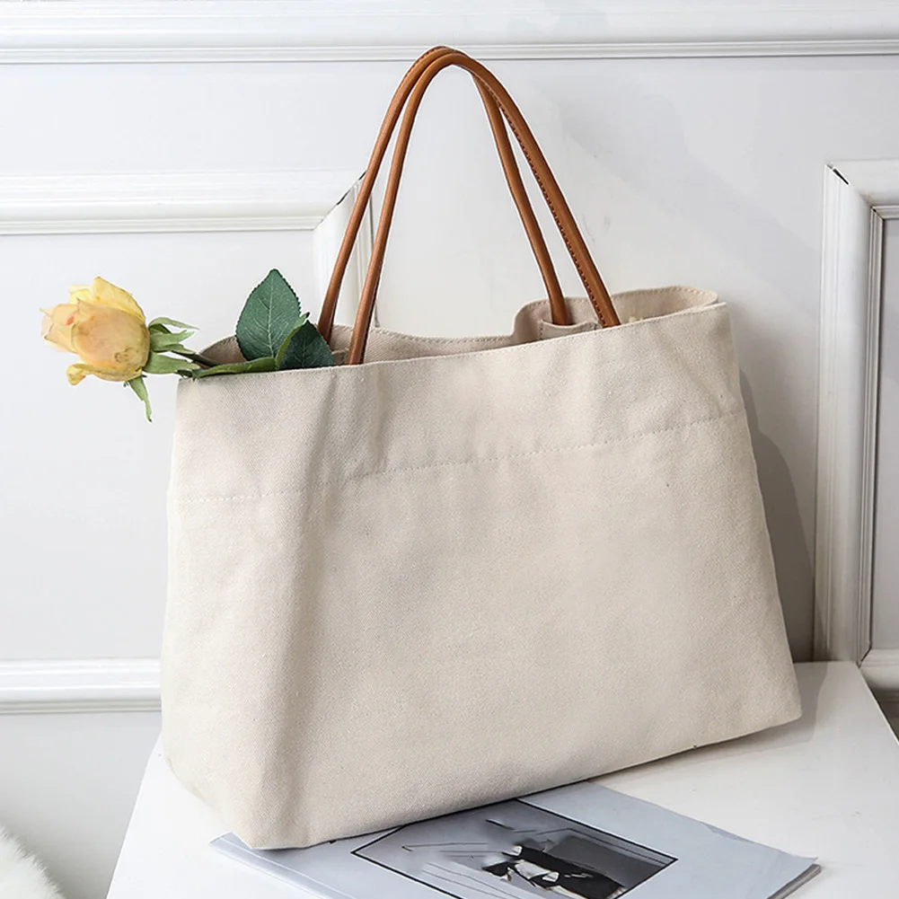 New Trend Solid Canvas Shoulder Bag Large Capacity Tote Bag Hot Sale Women Casual Handbag Big