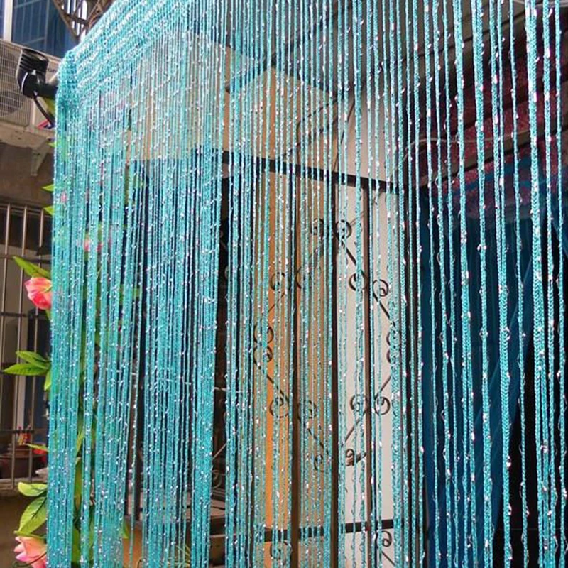 

2019 New Pearl light curtain Shiny Tassel Flash Silver Line String Curtain Window Door Divider Sheer Curtain Valance Home Decor