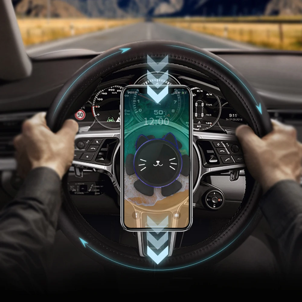 Автомобильный держатель для телефона на рулевом колесе, самобалансирующийся подшипник колеса без остатка клея, вращающийся на 360 градусов кронштейн для gps-навигатора