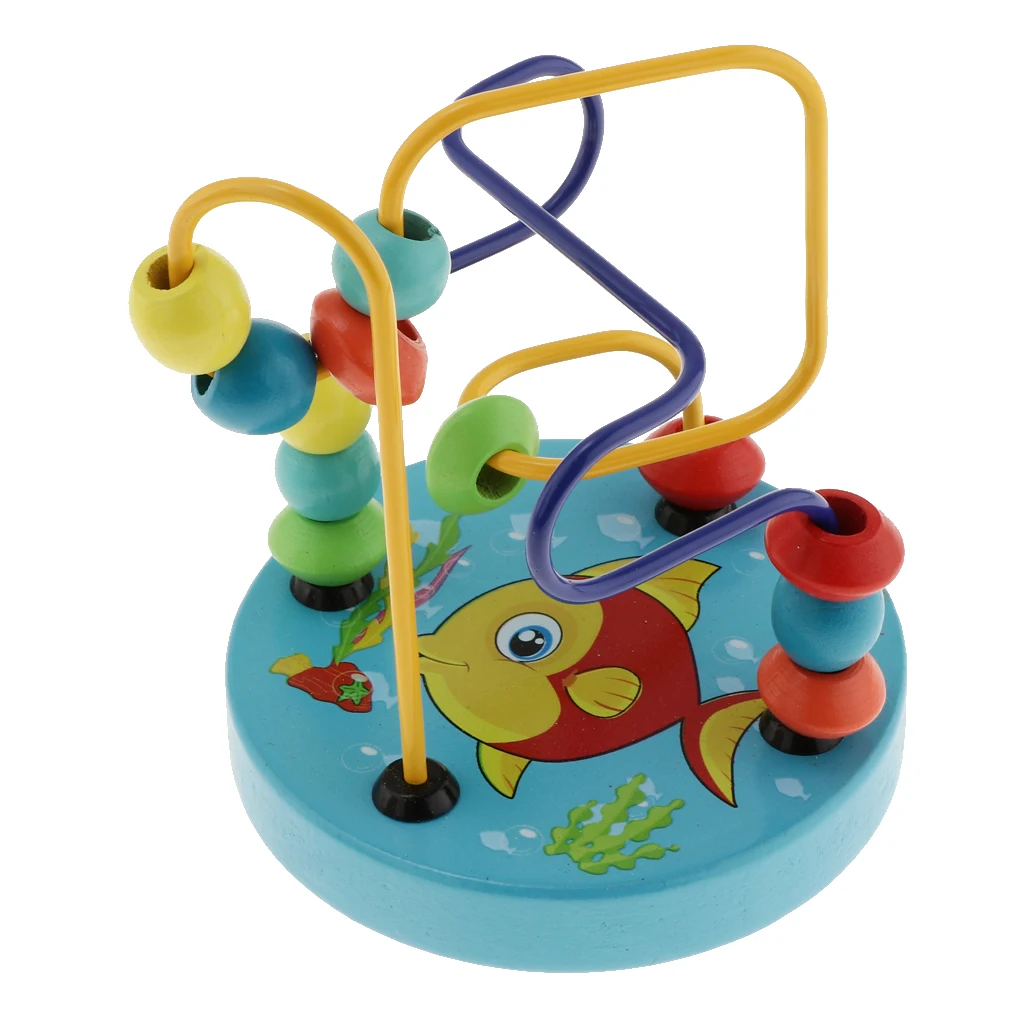 Забавный шарик лабиринт головоломка развивающий куб, малыш ребенок деревянные горки раздвижные Бисер для игр Классическая развивающая игрушка-рыба