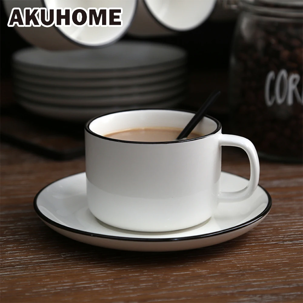 

European Simple Ceramic Coffee Cup Set Creative Afternoon Tea Set Coffee Cup And Saucers Gift Household AKUHOME