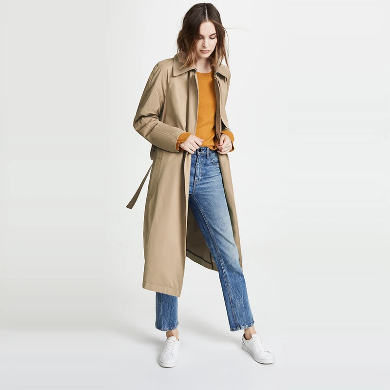 Élégante Plus Kaki Complexe Robe Doublure Contraste Streetwear Tranchée Grand Kissmilk Simple Manteau Automne Pardessus Coupe vent La Ceinture Taille UqXxwf