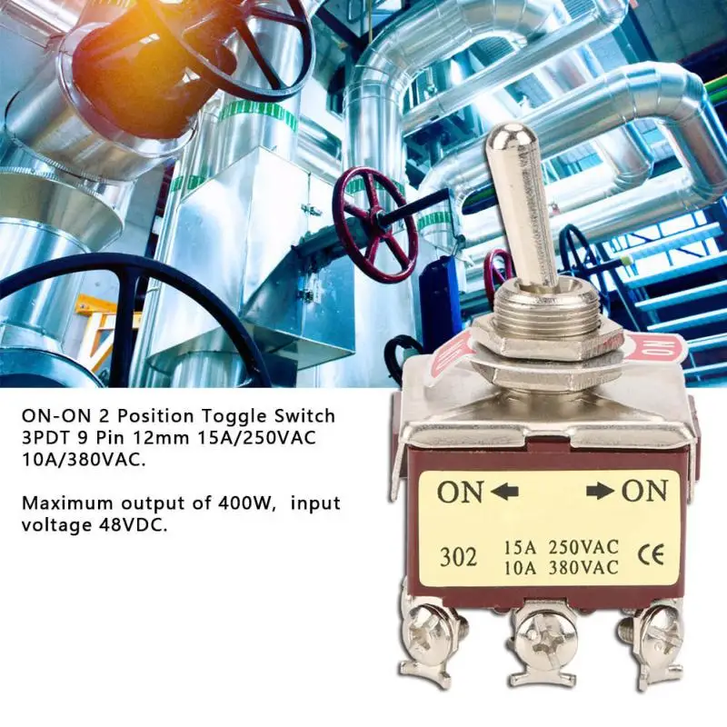 Вкл. ВКЛ. 2 позиционный тумблер 3PDT 9 Pin 12 мм 15A/250VAC 10A/380VAC тумблер|Выключатели| |