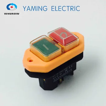 

Free shipping Electromagnetic switch 5 Pin On Off red green Button 12A 230V restart and under voltage protection YCZ3-A