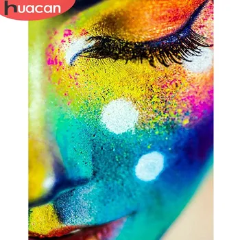 

HUACAN DIY Full Square Diamond Painting Cross Stitch Portrait Rhinestone Mosaic Diamond Embroidery Woman Face Home Decor