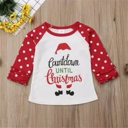 Рождественские топы с длинными рукавами для маленьких девочек, хлопковая футболка, верхняя одежда, Новые Топы с длинными рукавами и