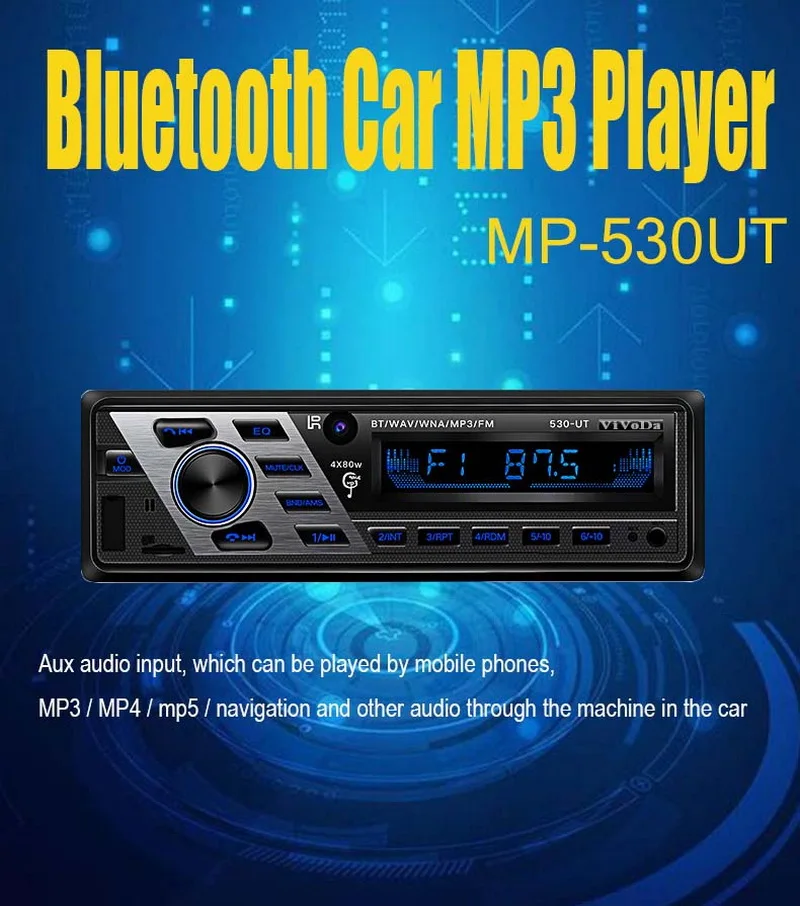 

1 Din Car Stereo Aux-in Car Radio FM HI-FI 12V Remote Control Car Radio Audio Steoro Bluetooth Car MP3 Player
