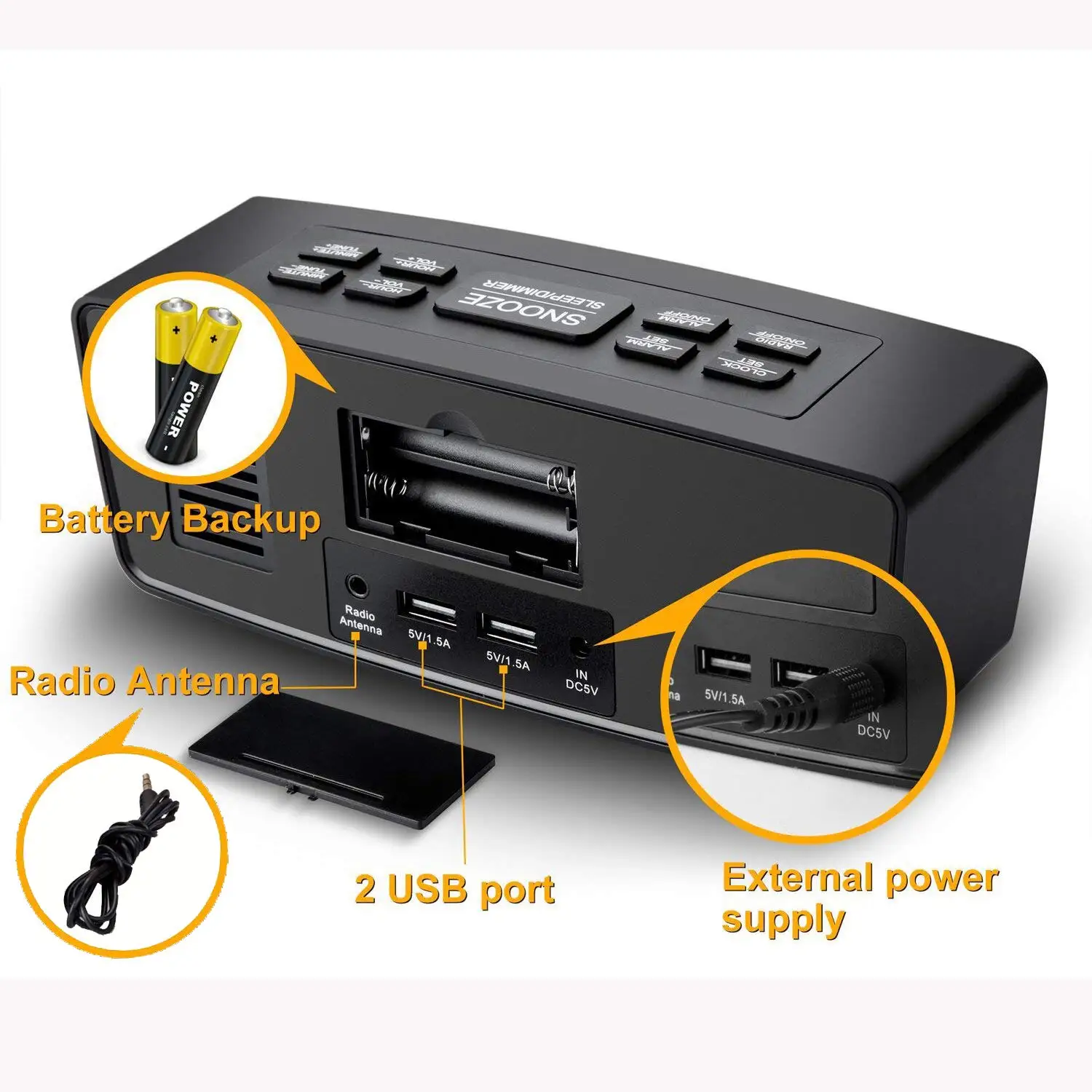 Часы радио цифровой Fm Будильник часы Usb порт зарядки светодиодный дисплей диммер