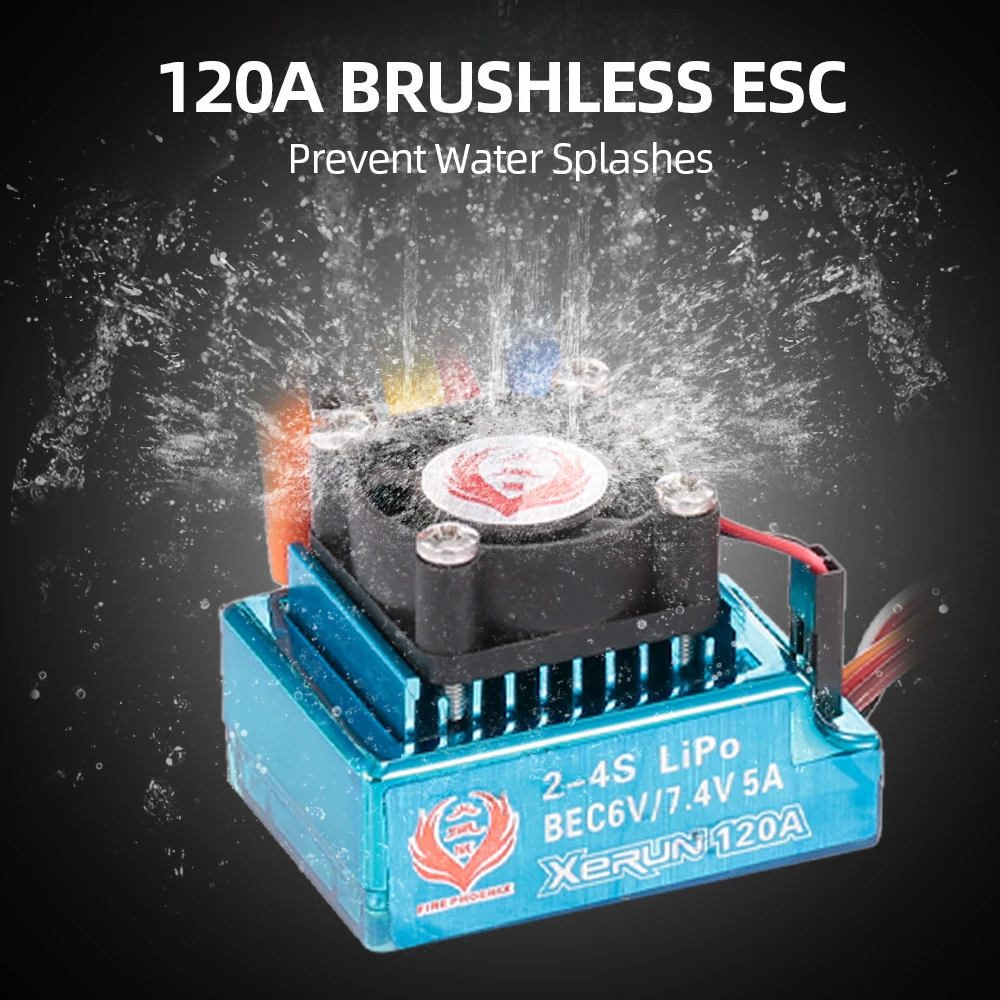 

High Quality 7.4V 120A RC Boat Sensored Brushless ESC Electric Speed Controller with BEC XT60 Connector for 1:8/1:10 RC Boat