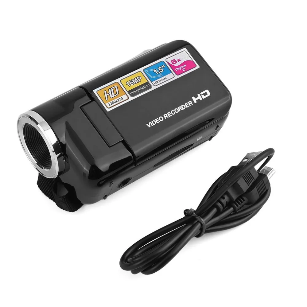 DV180 черная мини-видеокамера 16MP с 1 5-дюймовым TFT экраном 8X цифровой зум