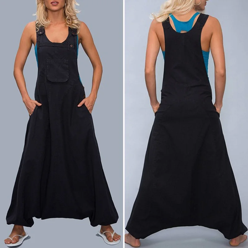 

Women Oversize Bib Pants Jumpsuit Romper Dungaree Loose Baggy Overalls Plus Size