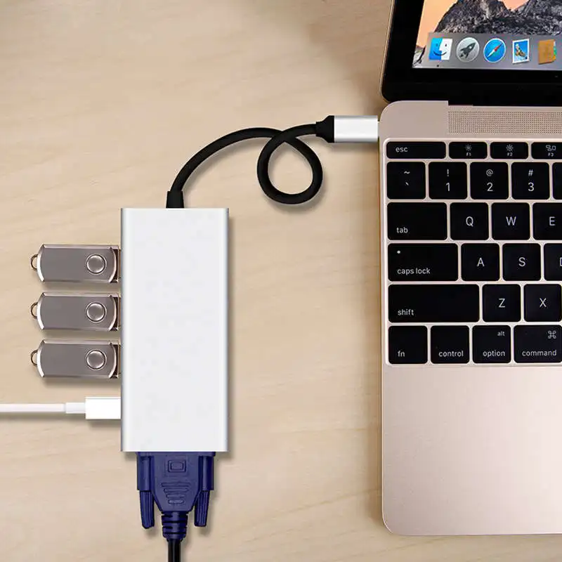 5 в 1 USB C концентратор usb type 3 (совместимый Thunderbolt 3) к VGA VGA/USB 0 USBC PD порт для Macbook/Pro Dell