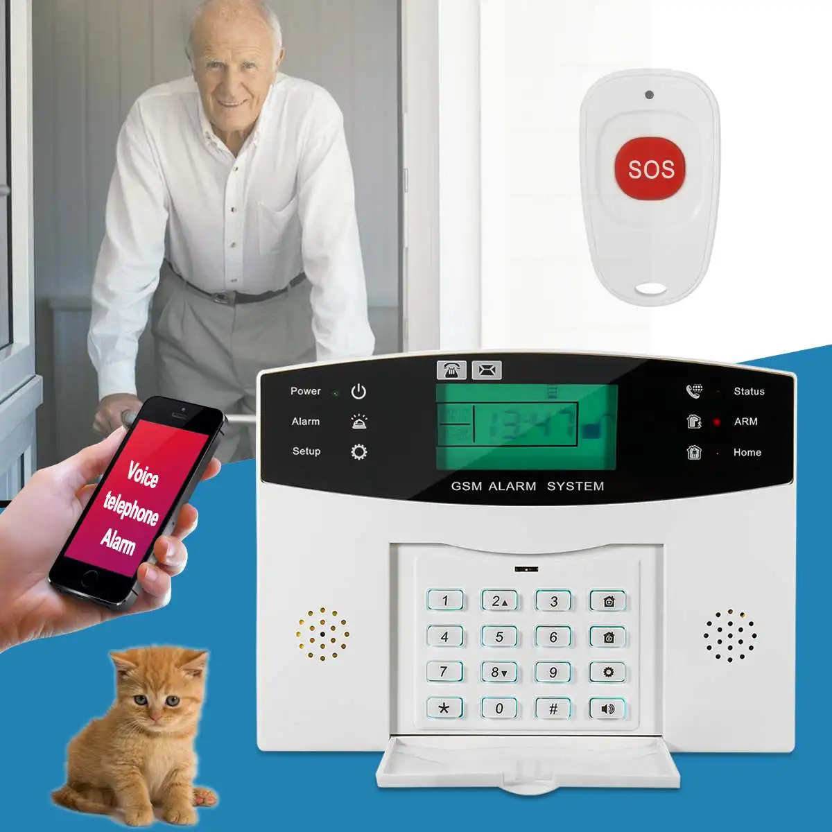 

LCD Wireless GSM Intelligent Home Burglar Anti-theft Security Alarm System