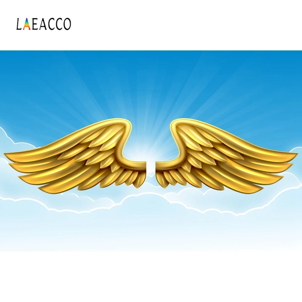 

Laeacco Goldren WingBackdrop Cartoon Portrait Photography Backgrounds Customized Photographic Backdrops For Photo Studio