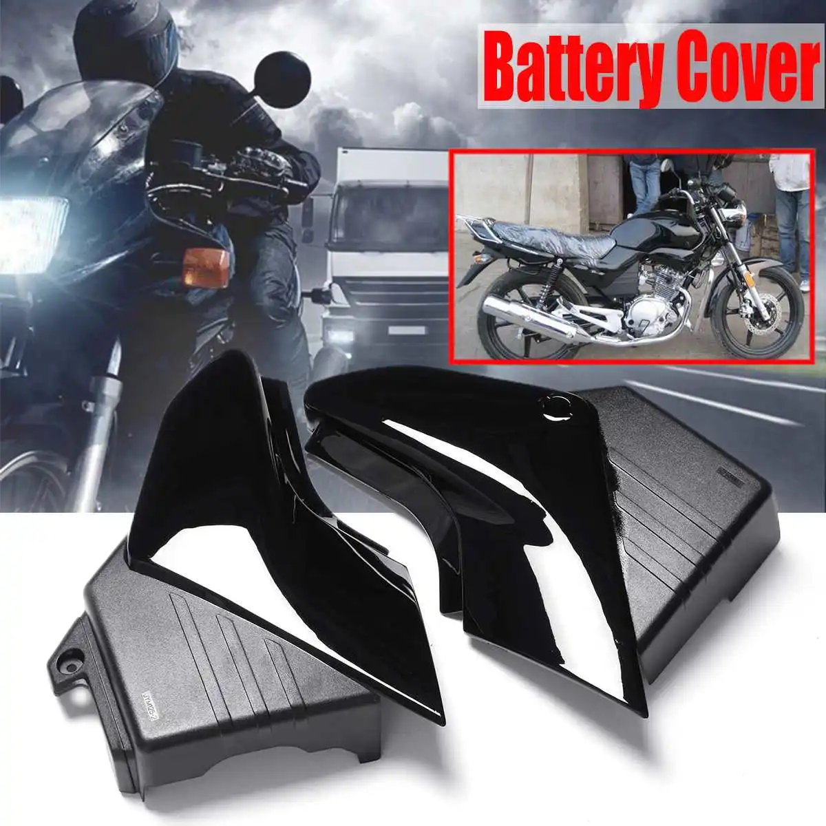 

Pair Motorcycle Black Side Panel Battery Cover For Yamaha YBR 125 2005-2009 Plastic Motorbike Left & Right Battery Cover