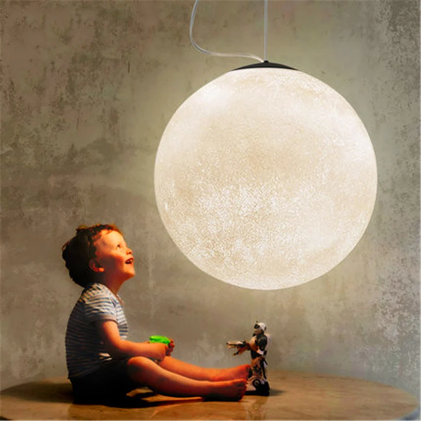 

Modern Moon LED Pendant Lamp Ball Pendant Lights Resin Bedroom Living Room Dining Decor pendant Lights Lighting Kitchen Fixtures