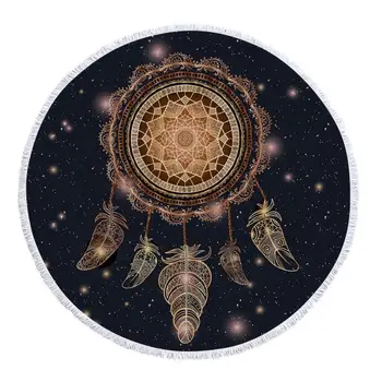 

Printed Dreamcatcher Beach Towel Round Microfiber Beach Towels Large Blanket Picnic Yoga Mat Sunbath Bath Towel Toalla De Playa