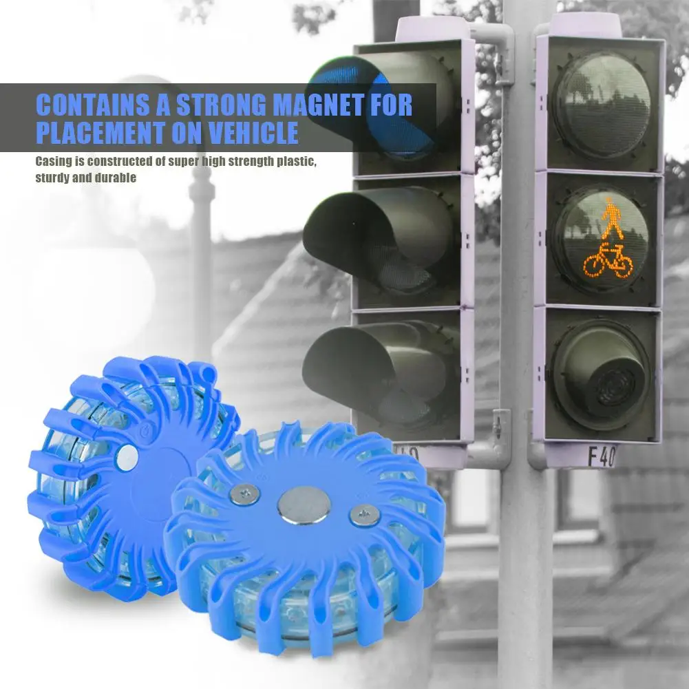 

Waterproof 16 LED Roadway Safety Warning Traffic Light Signal Lamp with 9 Flash Patterns Orange Blue 2019