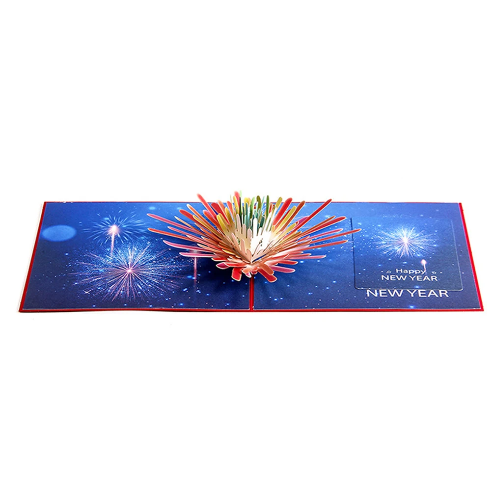 

1pc Pop Up Card Fireworks Creative 3D Handmade Delicate Greeting Card Thanks Card Blessing Cards for Party New Year Festival