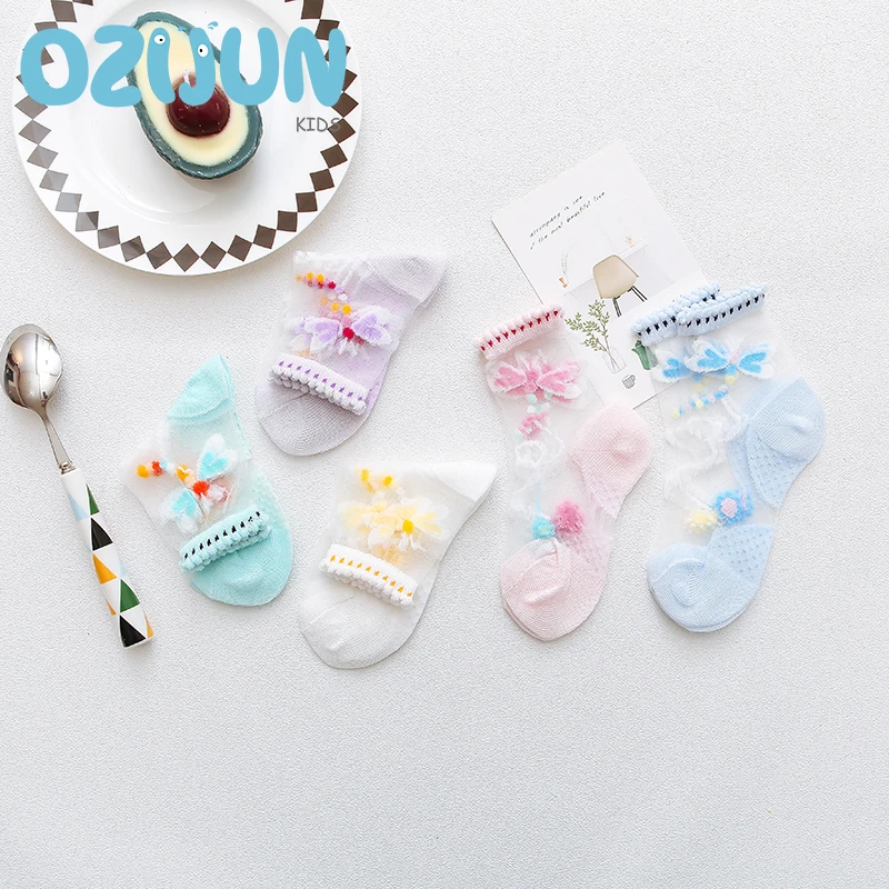 

New Arrivals 2019 Summer Baby Girls 0-2 Years Cartoon Dragonfly Ultra-thin Crystal Sheer Socks 5 Pairs A Lot