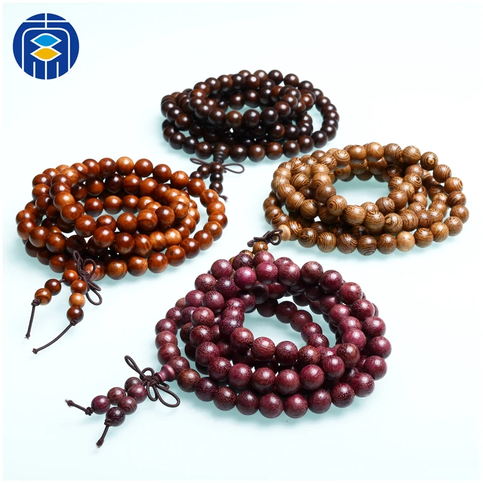 

108*8mm Tibetan Buddhist Bracelets Natural Sandalwood Prayer Rosary Wooden Bangle Fashion Wooden Beaded Necklace