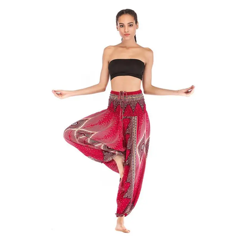 

Indian Style Casual Sports Pants Ladies Loose Sports Fitness Clothes Bohemian Style Large Crotch Jumpsuit Belly Dance Bottoms