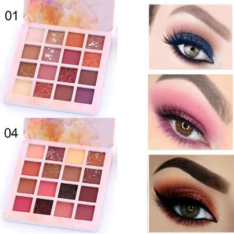 

Cmaadu 16 Colors Matte Eyeshadow Glitter Palette Waterproof Long-lasting Shimmer Pigment Purple EyeshadowComestics Makeup TSLM2